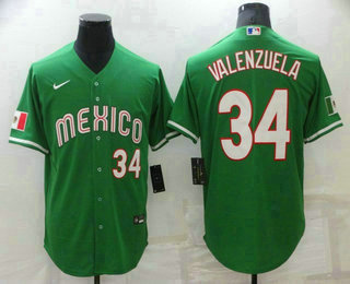 Mens Mexico Baseball #34 Fernando Valenzuela Number Green 2023 World Baseball Classic Stitched Jersey->2023 world baseball classic->MLB Jersey